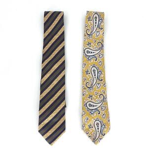 Bundle of Two Gold Silk Ties Stripe Paisley